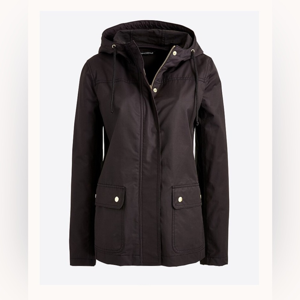 J. Crew Factory Water Resistant Rain Jacket Black Women’s Small